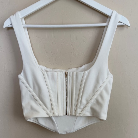 Marthea Cream White Women’s Corset Top Zip Up Women’s Large - Picture 4 of 6